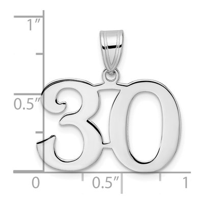 14K White Gold Number 30 Pendant – view 4