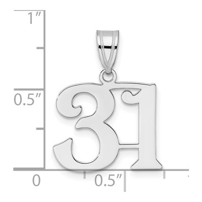 14K White Gold Number 31 Pendant – view 4