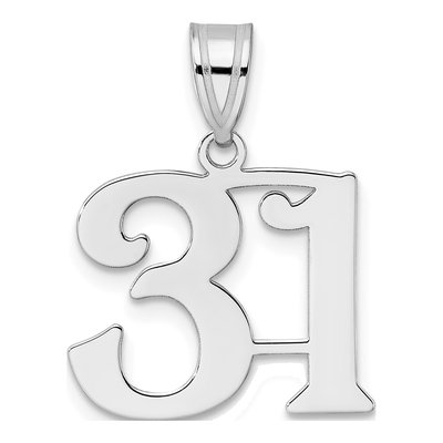14K White Gold Number 31 Pendant