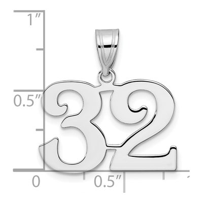 14K White Gold Number 32 Pendant – view 4