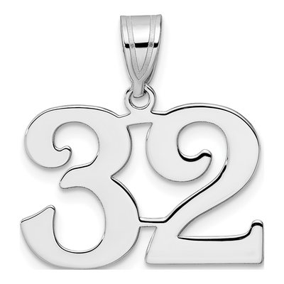 14K White Gold Number 32 Pendant