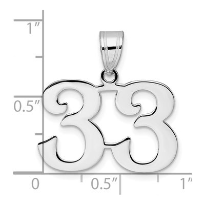 14K White Gold Number 33 Pendant – view 4