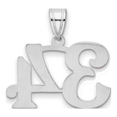 14K White Gold Number 34 Pendant – view 3