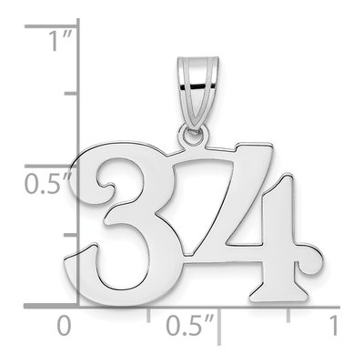 14K White Gold Number 34 Pendant – view 4