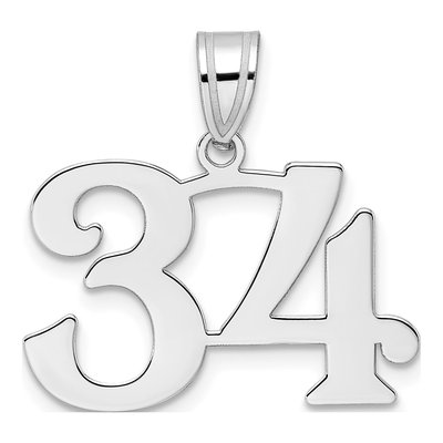 14K White Gold Number 34 Pendant