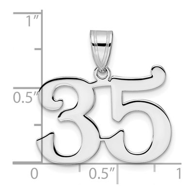 14K White Gold Number 35 Pendant – view 4