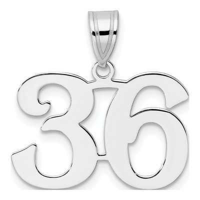 14K White Gold Number 36 Pendant