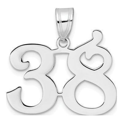 14K White Gold Number 38 Pendant