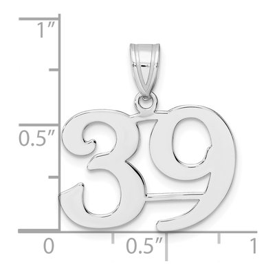 14K White Gold Number 39 Pendant – view 4