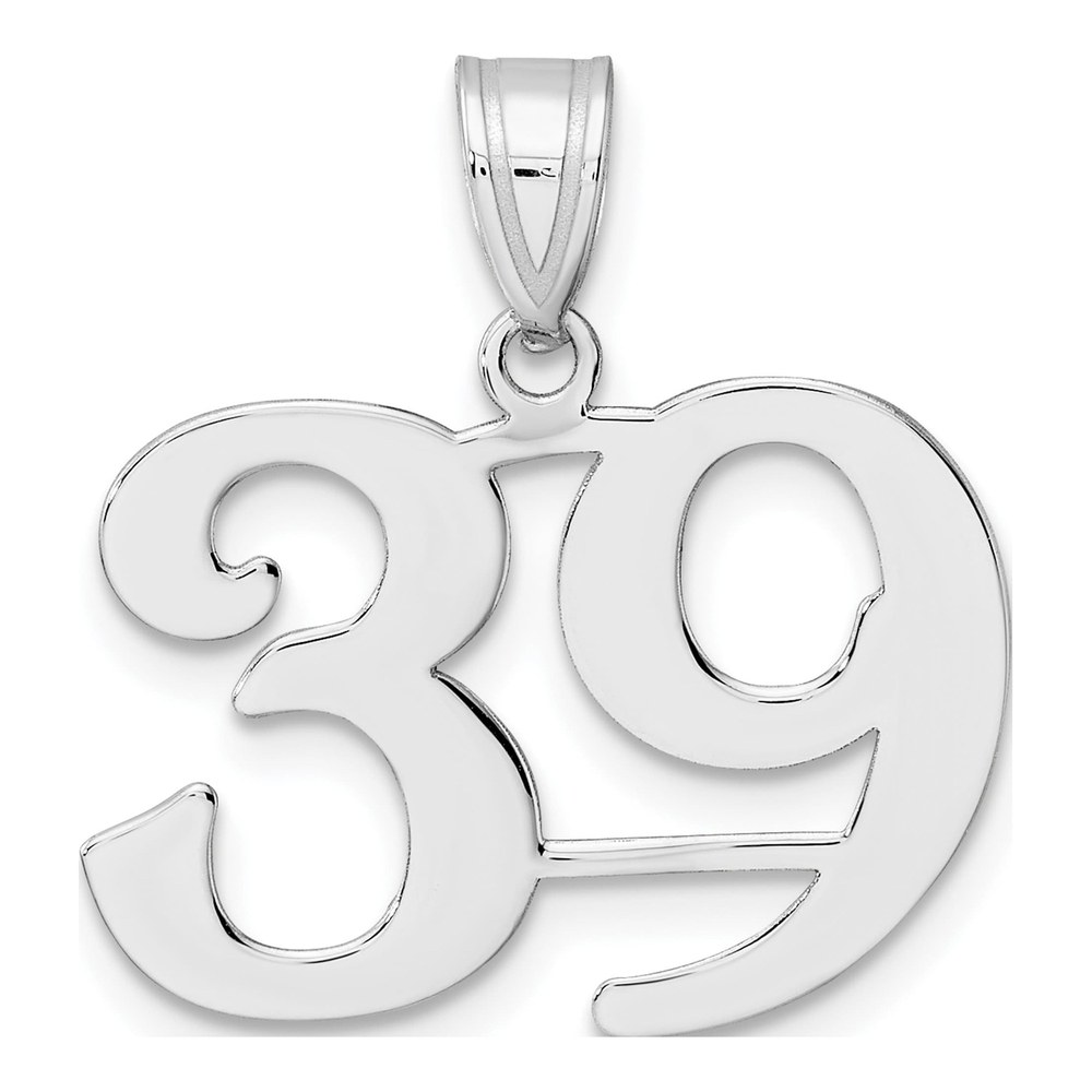 14K White Gold Rhodium-Plated Polished Number 39 Pendant