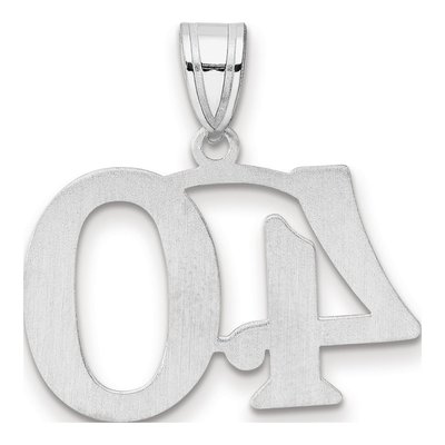 14K White Gold Number 40 Pendant – view 3