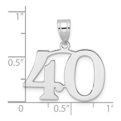 14K White Gold Number 40 Pendant – view 4