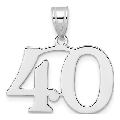 14K White Gold Number 40 Pendant