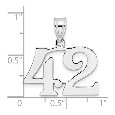 14K White Gold Number 42 Pendant – view 4