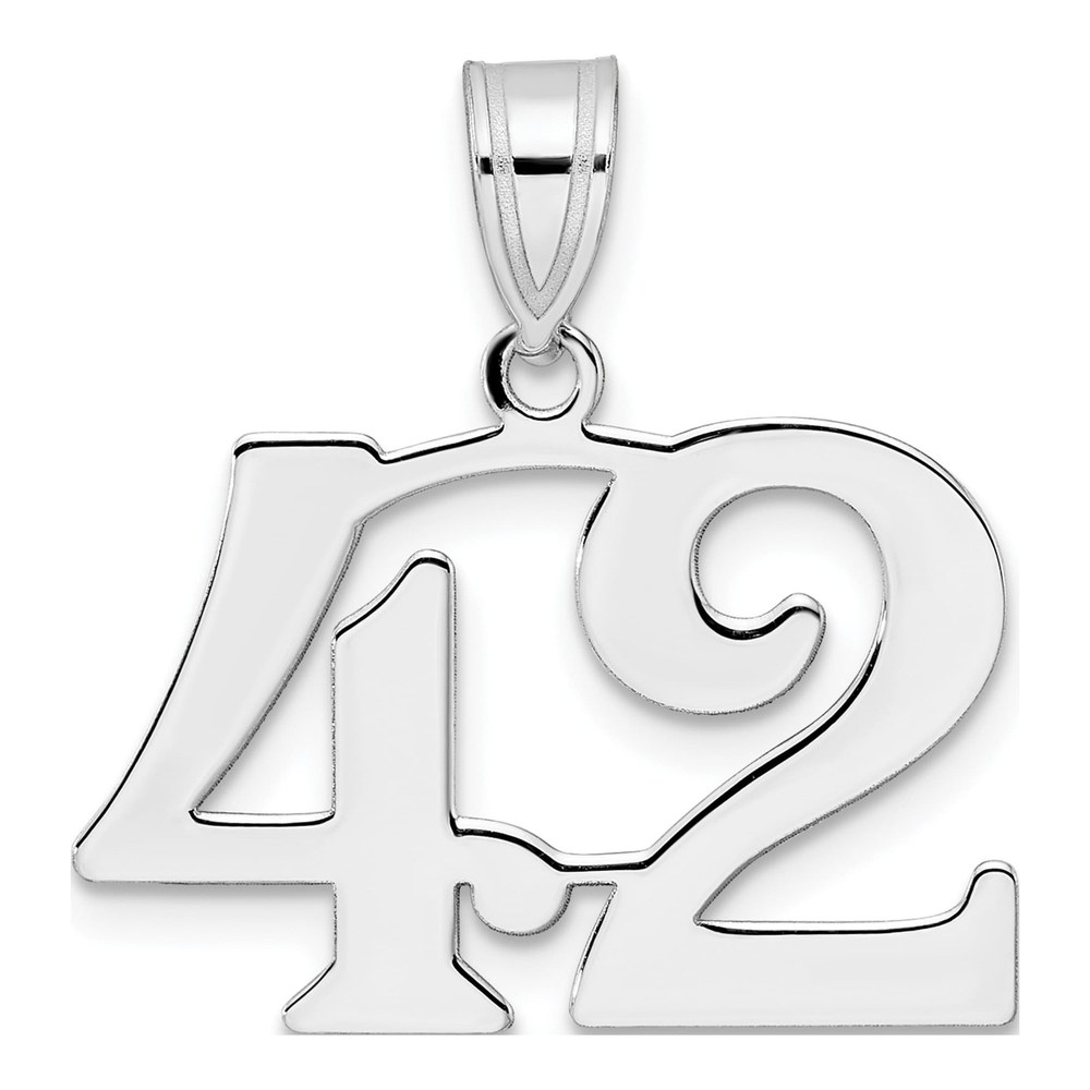 14K White Gold Rhodium-Plated Polished Number 42 Pendant
