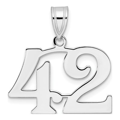 14K White Gold Number 42 Pendant
