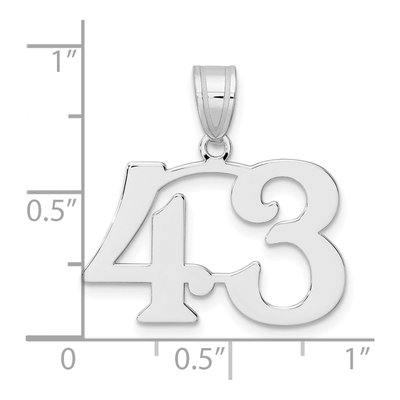 14K White Gold Number 43 Pendant – view 4