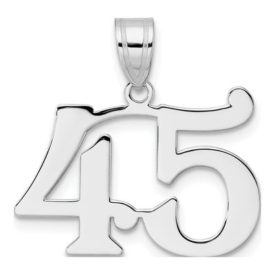14K White Gold Number 45 Pendant