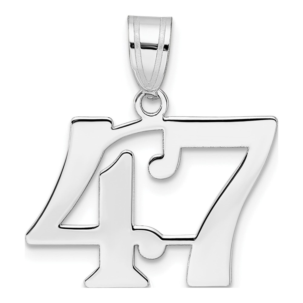 14K White Gold Rhodium-Plated Polished Number 47 Pendant