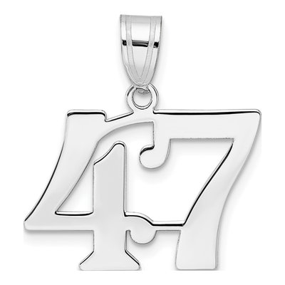 14K White Gold Number 47 Pendant