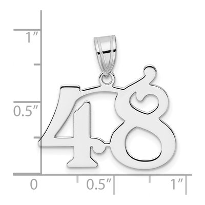14K White Gold Number 48 Pendant – view 4