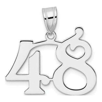 14K White Gold Number 48 Pendant