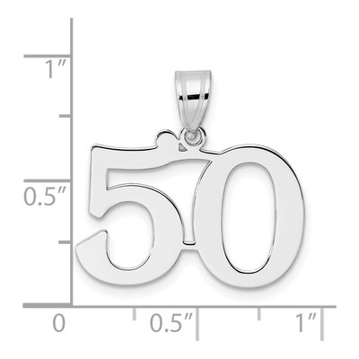 14K White Gold Number 50 Pendant – view 4