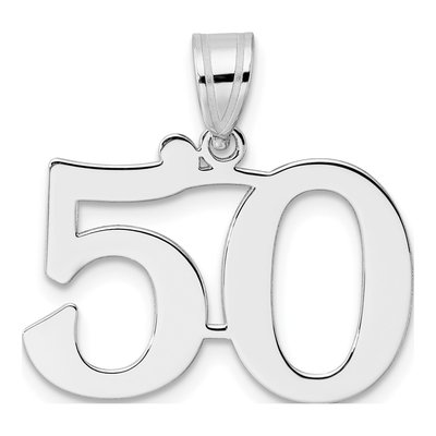 14K White Gold Number 50 Pendant