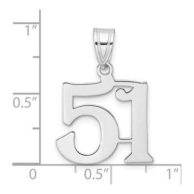 14K White Gold Number 51 Pendant – view 4