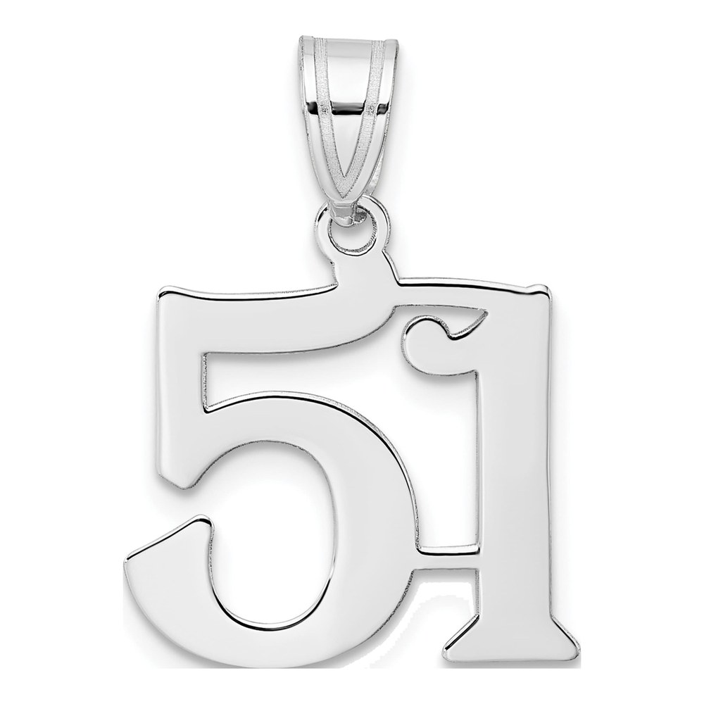 14K White Gold Rhodium-Plated Polished Number 51 Pendant