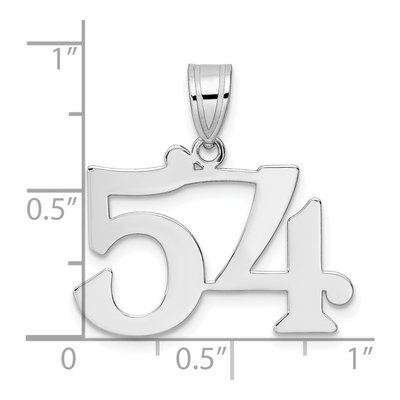 14K White Gold Number 54 Pendant – view 4