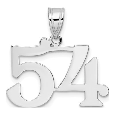 14K White Gold Number 54 Pendant