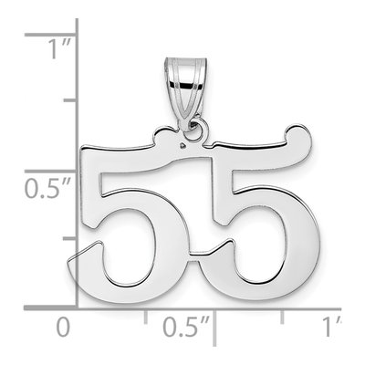 14K White Gold Number 55 Pendant – view 4