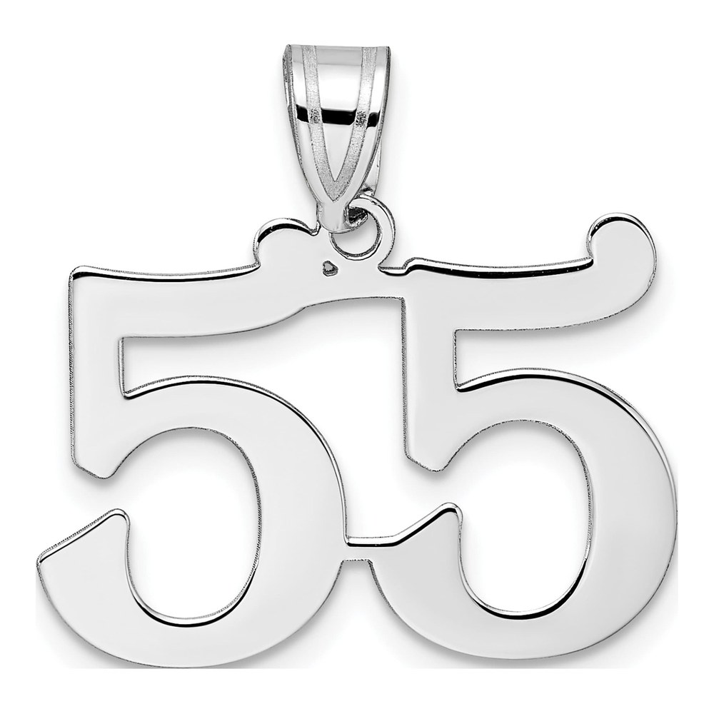 14K White Gold Rhodium-Plated Polished Number 55 Pendant
