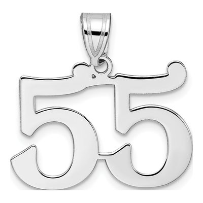 14K White Gold Number 55 Pendant