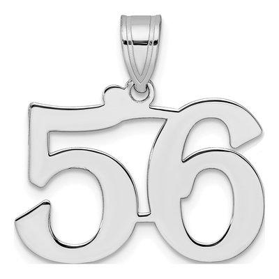 14K White Gold Number 56 Pendant