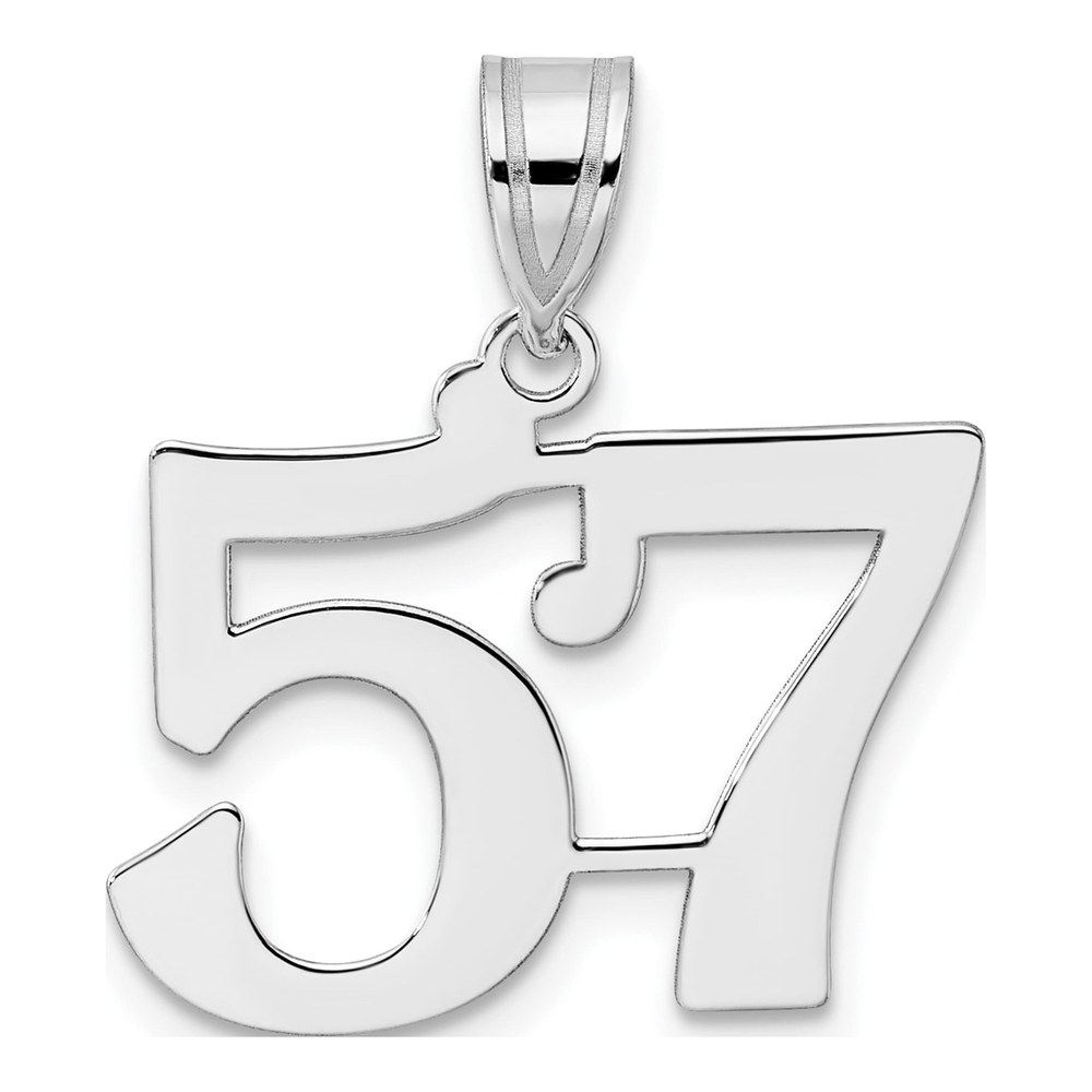14K White Gold Rhodium-Plated Polished Number 57 Pendant