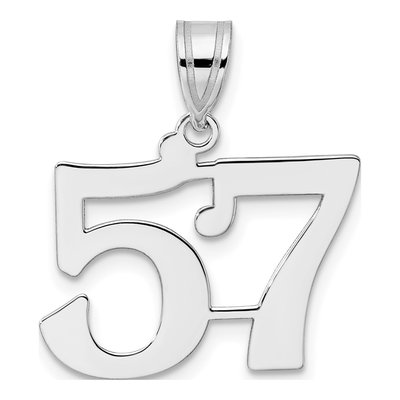 14K White Gold Number 57 Pendant