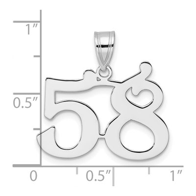14K White Gold Number 58 Pendant – view 4