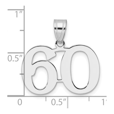 14K White Gold Number 60 Pendant – view 4