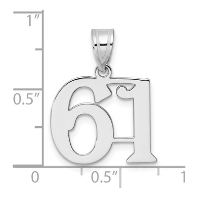 14K White Gold Number 61 Pendant – view 4