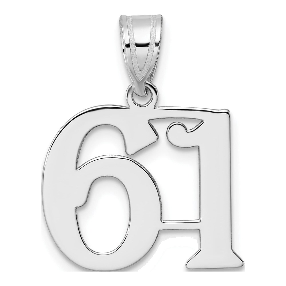 14K White Gold Rhodium-Plated Polished Number 61 Pendant