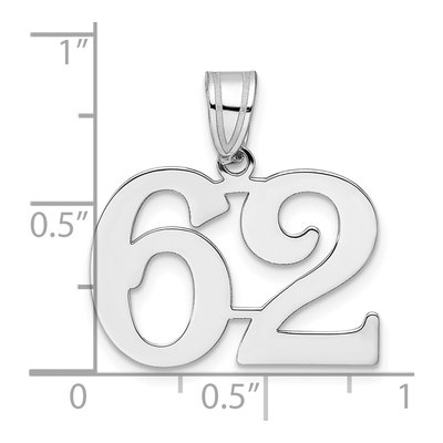 14K White Gold Number 62 Pendant – view 4