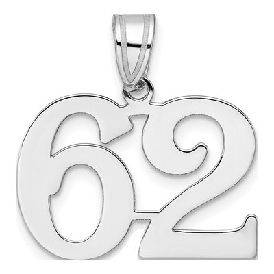 14K White Gold Number 62 Pendant