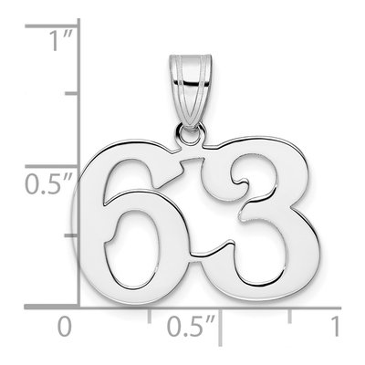 14K White Gold Number 63 Pendant – view 4