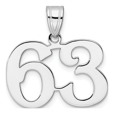 14K White Gold Number 63 Pendant