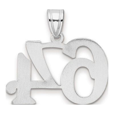 14K White Gold Number 64 Pendant – view 3