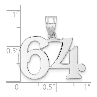 14K White Gold Number 64 Pendant – view 4