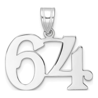 14K White Gold Number 64 Pendant
