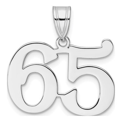 14K White Gold Number 65 Pendant